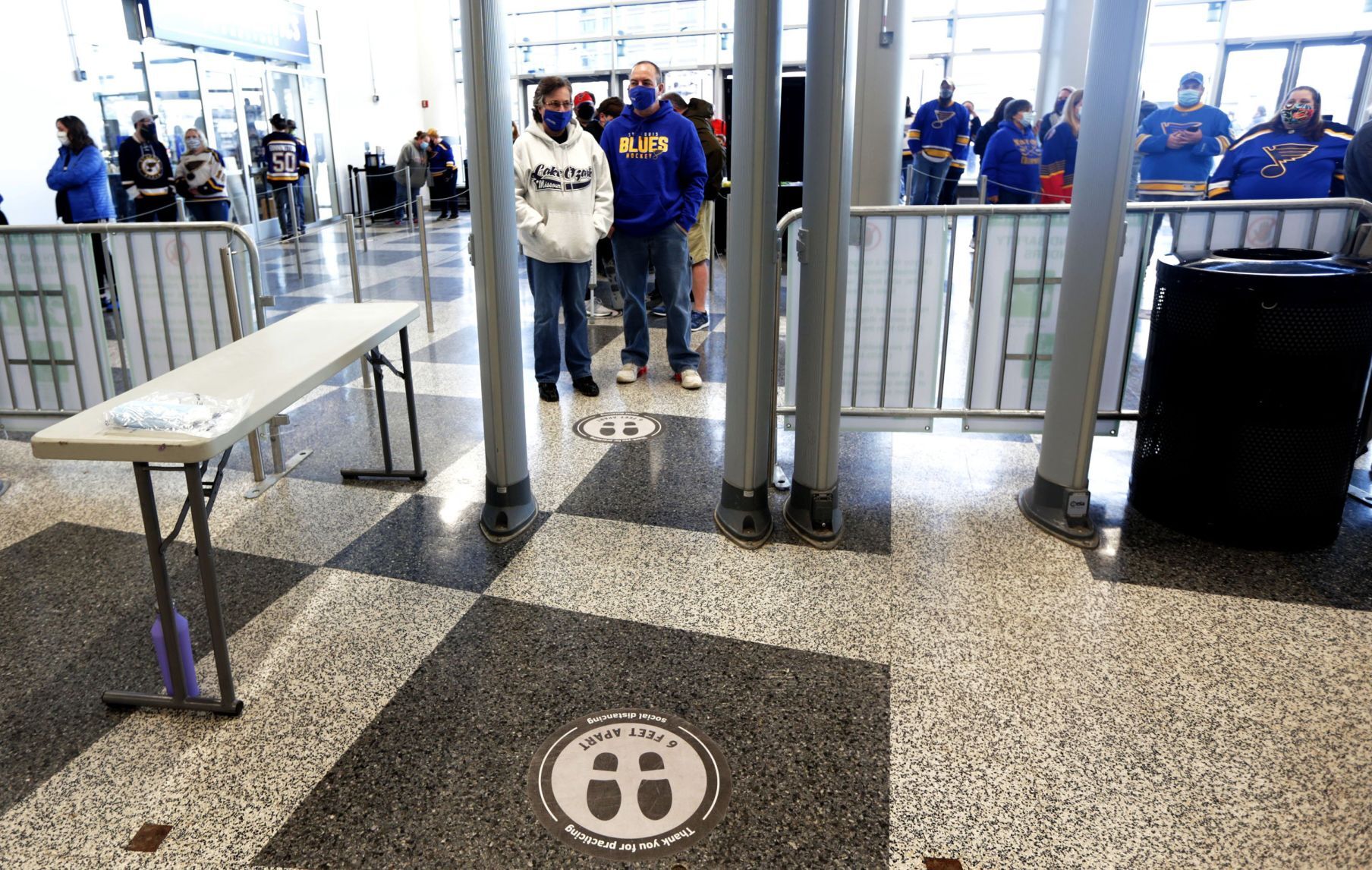 Pandemic protocols before Blues game at Enterprise Center